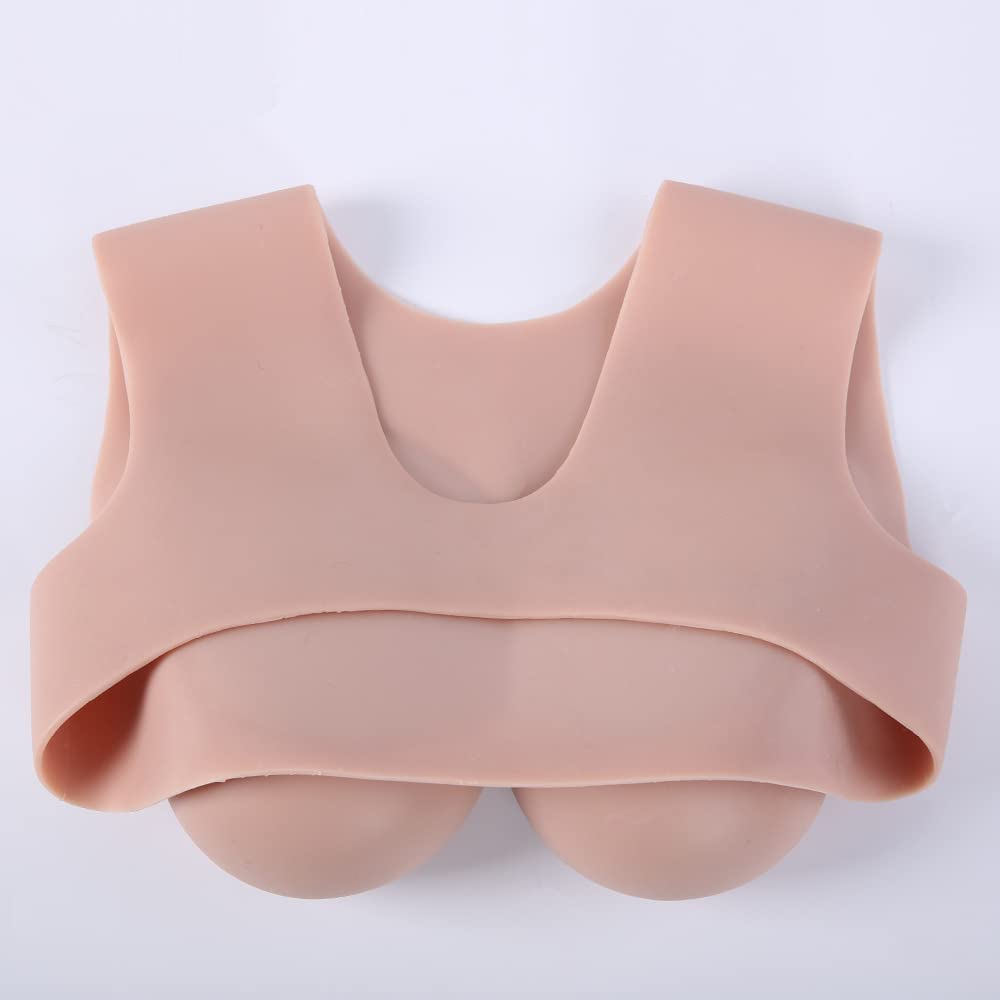 Prótesis de mama femenina de resección de senos con cuello bajo para cosplay, pecho falso, estilo chaleco crossdresser (copa D)