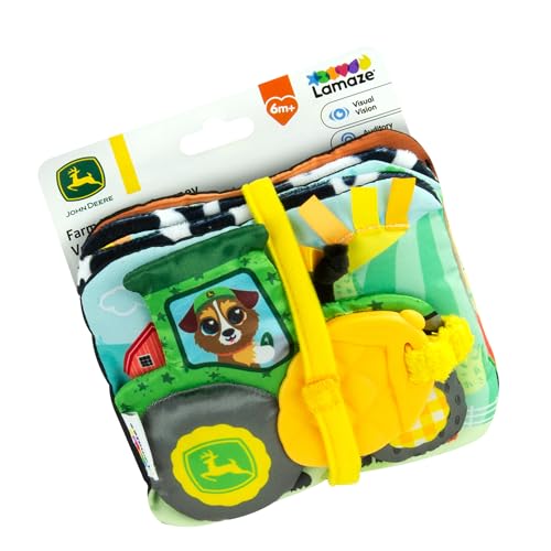 LAMAZE John Deere libro de viaje de la granja a la mesa | Libro plegable suave para bebé con páginas coloridas y blancas en blanco y negro, sonidos de crujido, cintas y juguetes para morder, a partir LAMAZE John Deere libro de viaje de la granja a la mesa | Libro plegable suave para bebé con páginas coloridas y blancas en blanco y negro, sonidos de crujido, cintas y juguetes para morder, a partir