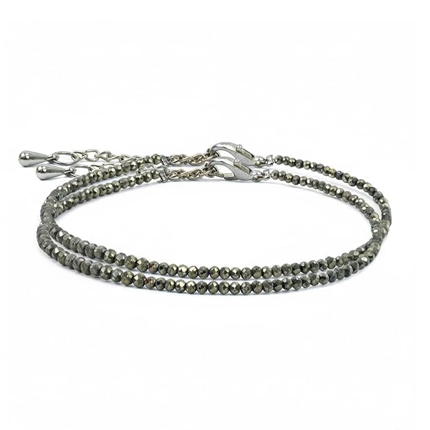 waves india Store Raw Pyrite Anklet for Women | Natural Stone Jewelry for Protection, Wealth & Energy | Spiritual & Healing Bracelet-picture-38