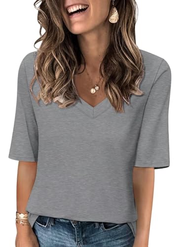 TICTICMISS Women's V Neck T Shirts Half Sleeve Tops...