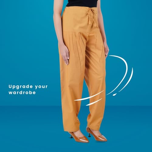 Image of Happy Bunny Salwar Pant - Modern Style Pure Cotton for Women - Ethnic Semi Patiala Trouser - Office,Home - All Day Comfort Wear with Drawstring