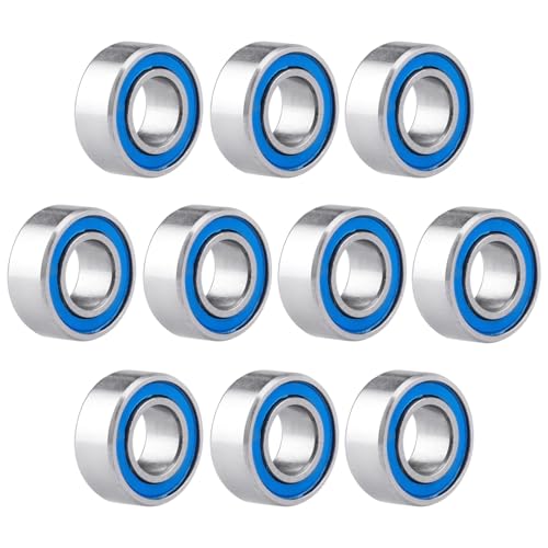 Image of 10pcs MR105-2RS Ball Bearings - Miniature Deep Groove Ball Bearing Double Blue Rubber Sealed Chrome Steel for RC Cars /Planes /Drone /Robotics and Small Electric Motors(5x10x4mm)
