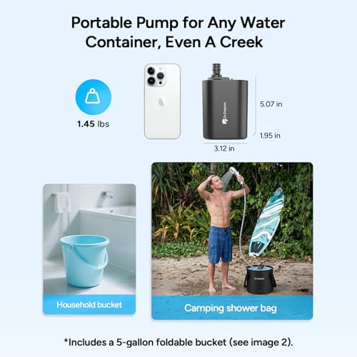 DR.PREPARE Camping Shower, 4 Gallons 15L Bolsa de Ducha Portátil para Camping Playa Viaje Senderismo, Ducha Solar Exterior con Cabezal de Ducha con Interruptor On-Off miniatura 5