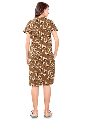 Image of Printed Knee Length Pocket Night Dresses for Women | Cat Lovers | Premium Soft Cotton Nighty | Sky Blue