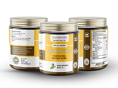 Brahmi Ghee (Herbal Ghee) By Vadik Herbs | Premium Potency Herb In A Natural, Fresh Ghee Base ~ Made In The Usa Every Week #TOP1