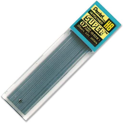 Pentel Super Hi-Polymer Lead Refill 0.7 mm Medium, HB, 30 Pieces of Lead (C27BPHB-K6),Gray