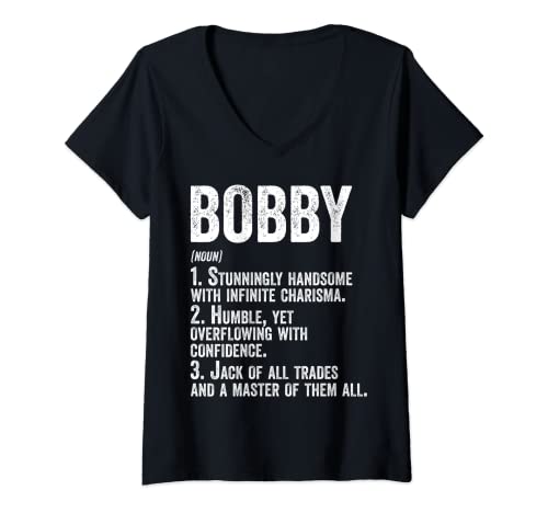 Photo de Femme Chemise prénom bobby definition nom personnalisé drôle T-Shirt avec Col en V