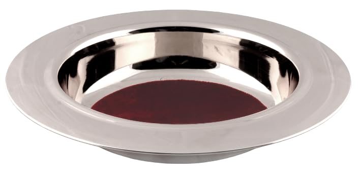 Mayur Exports Communion Ware | Communion Bowl | Church Collection Plate with Red Felt | Church Offering Plates | Church Donation Plate | Communion Supplies | Stainless Steel – Shiny (Silver) Finish