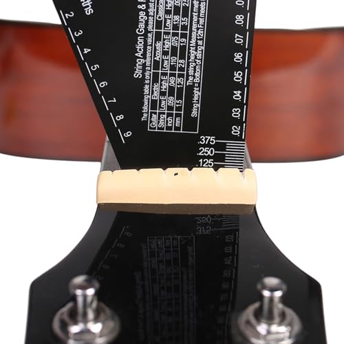 Fret Rocker para guitarra, acero inoxidable, calibre de altura de cuerda negra, guía de nivelación de...