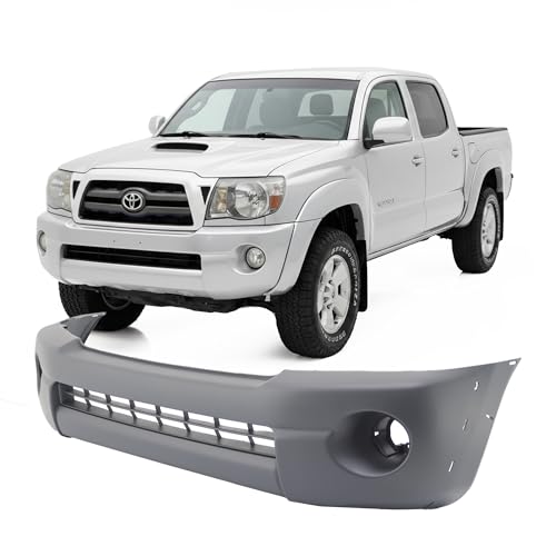 Image of FitParts Compatible with Toyota Tacoma 2005-2011 Front Bumper Cover | Textured, With Fog Light Holes, Without Parking Sensor Holes, OEM 5211904040, TO1000302