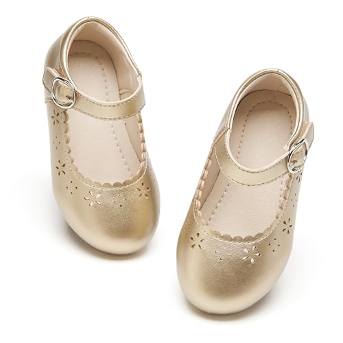 Image of PHIRAMIN Toddler Flower Girl Dress Shoes - Little Girl Mary Janes Flats Wedding