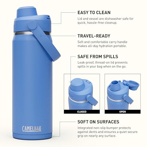 Image of CamelBak Thrive Chug Insulated Stainless Steel Water Bottle, Cold Retention with High Flow Lid for Everyday Hydration and Active Use, 20oz, Sky Blue