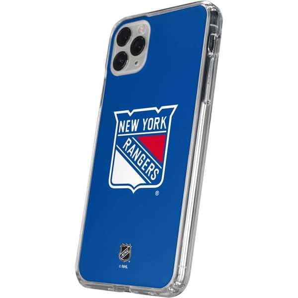 Skinit Clear Phone Case Compatible with iPhone 11 Pro - Officially Licensed NHL New York Rangers Solid Background Design