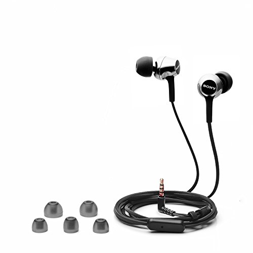 Image of Sony MDR-EX255AP Wired in-Ear Headphones with Tangle Free Cable, 3.5mm Jack, Headset with Mic for Phone Calls and 1 Year Warranty - (Black)
