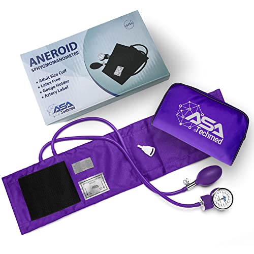 Asa Techmed Manual Blood Pressure Monitor - Aneroid Sphygmomanometer Blood Pressure Cuff Arm For Nurses Universal (Purple) #TOP5