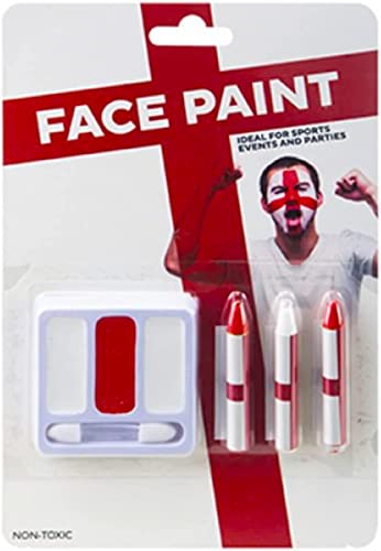 1ABOVE England Face Paint with White and Red Color for Face Body, England Flag Make up Accessories for Adults Football World Cup Events Celebrations Party