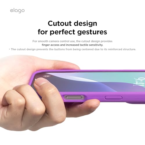 Image of elago Compatible with iPhone 16 Case, Premium Liquid Silicone Case, Full Body Protective Cover, Shockproof, Slim Phone Case, Anti-Scratch Soft Microfiber Lining, 6.1 inch (Neon Purple)