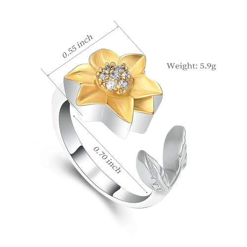 Bague cinéraire fleur bicolore et zircon de haute précision taille 9 - 3