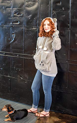 Unisex Big Pouch Hoodie Long Sleeve Pet Dog Holder Carrier Sweatshirt (X-Large, Grey-Fleece) #TOP1