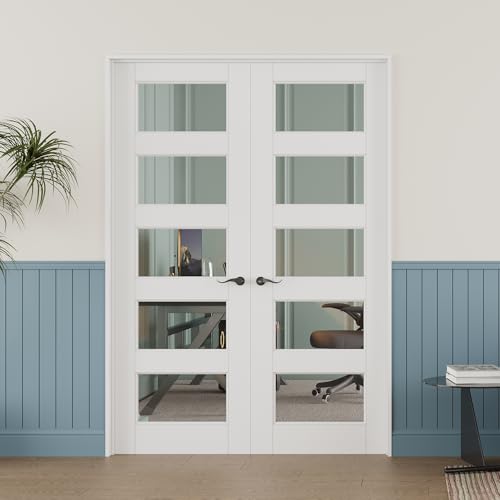 56x80 French Door Interior,5 Lite Clear Glass Doors,Pantry Door,Room Doors