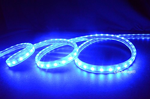 CBConcept UL Listed, 100 Feet,Super Bright 27000 Lumen, Blue, Dimmable, 110-120V AC Flexible Flat LED Strip Rope Light, Commercial Grade, Indoor Outdoor use, Ready to plug n shine