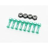INSTSK8(インストスケート) アクスルナットセット付 スケートボード スケボー 六角 1インチ ビス ねじ セット (グリーン)