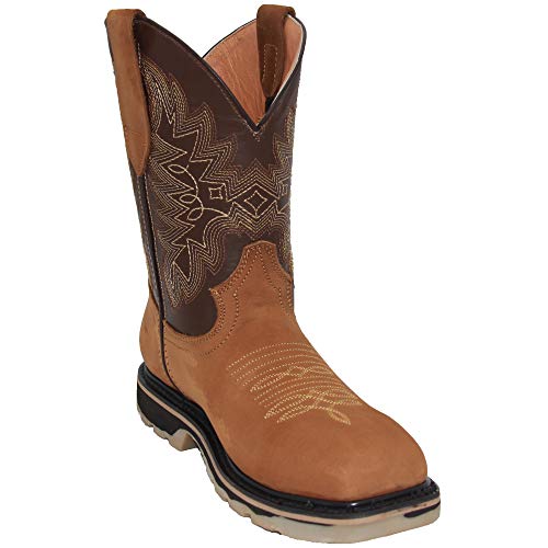 Men’s Leather Square Toe Steel Toe Western Work Boot
