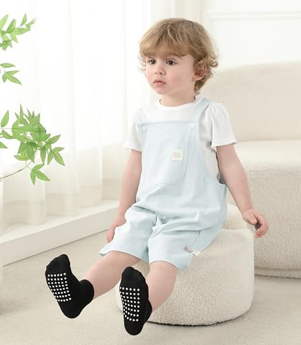 Image of JAKIDAR 12-Pair Baby Socks Non-Slip Cotton Toddler Socks Ankle Socks for Baby Toddler Kids
