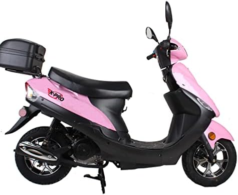 X-PRO Maui 50cc Moped with Electric/Kick Start, Rear Trunk, 10" Aluminum Wheels! (Pink)