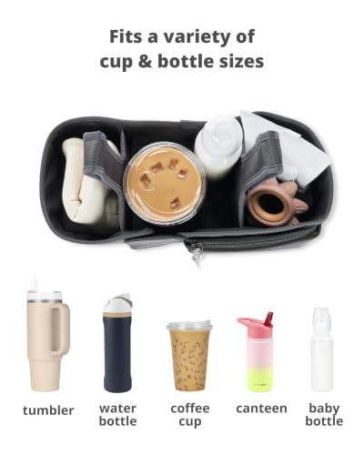 Skip Hop Ultimate Stroller Organizer Universal Fit with Adjustable Straps, Magnetic Flaps and Convertible Design That fits 40 oz. Tumblers, Black - image 4