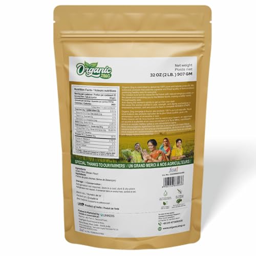 Image of Organic Zing Besan Flour also known as Chickpea Flour, Bengal Gram Flour or Garbanzo Bean Flour | Vegan | Preservative Free | Product of India - (907gm) Resealable Pack