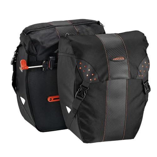 Ibera Bicycle Bag PakRak Clip-On Quick-Release All Weather Bike Panniers (Pannier - Black)