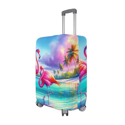 Joisal Suitcase Cover Cute Luggage Protector Washable Painting Vacation Essentials Suitcase Sleeve Watercolor Flamingos Beach, S, Fits 18-20 Inch Case3