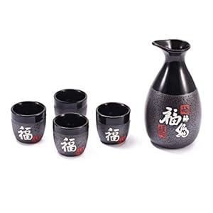 Sake Set “Nagoya” 5-delig van aardewerk, inhoud: 295 ml