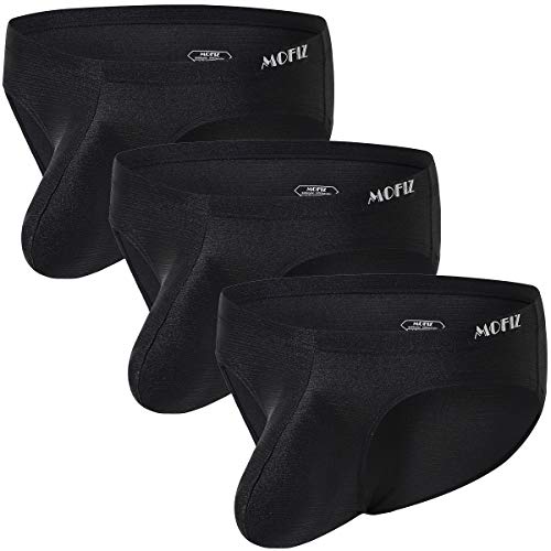 JINSHI Men's Underwear Bikini Briefs Low Rise Breathable Pouch Underwear Black Size XL