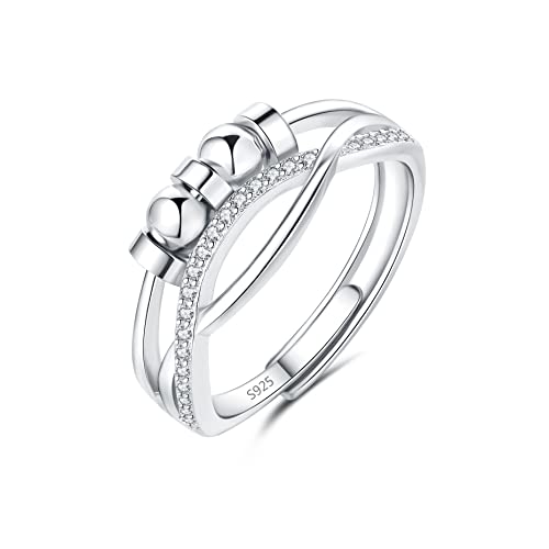 Cangall Silber Anxiety Rings, 925 Sterling Silber Damen Angst Rings, Offen...