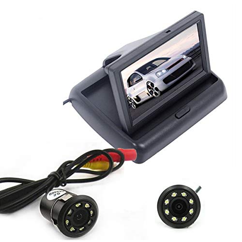 VIGORWORK Parking Monitors Color TFT LCD Folding Car Parking Assistance Monitors DC 12V Foldable Car Monitor with LED Rear View Camera
