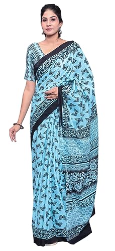 Saree 100% pur coton jaipuri imprimé main la solution textile légère contre la chaleur estivale