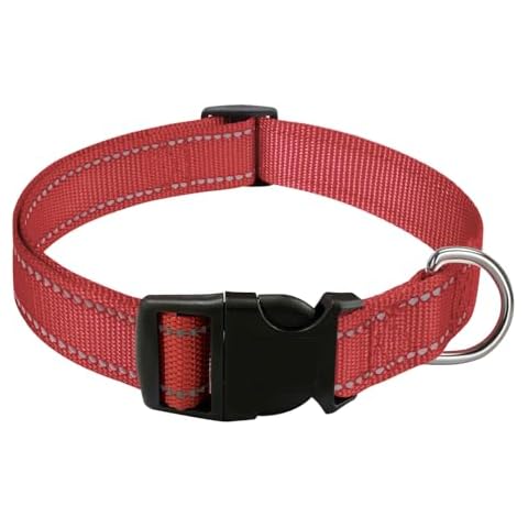 Stylish Reflective Dog Collars with Buckle Adjustable Length, Dog Collars for Small and Medium Sized Dogs, Wine-red S Cover
