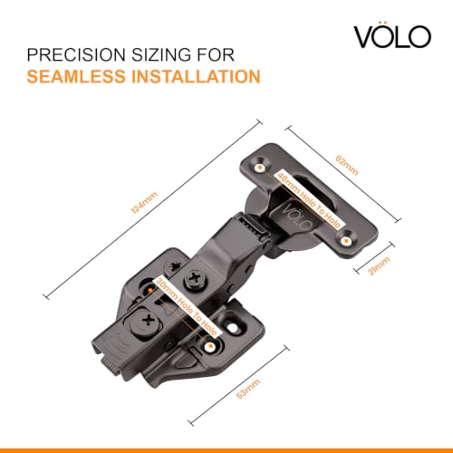 Image of VOLO Cabinet Hinges, Set of 1 (2 Pieces) for Furniture, Wardrobes, Doors, and Storage Units | (3D (Black) Soft Close (Mild Steel), 8 Crank | Half Overlay)