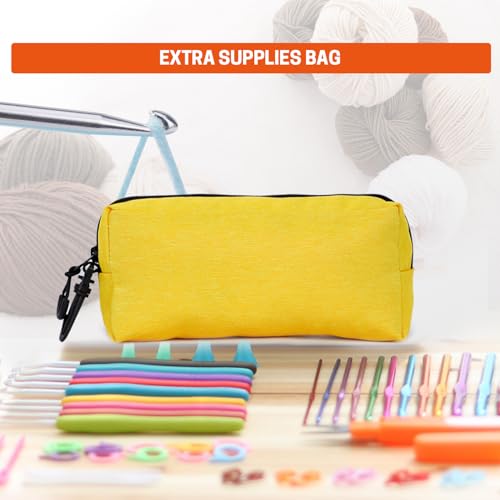 Image of Yarn Storage, Crochet Bag Organizer, Yarn and Crochet Tote, Durable Knitting Bag for Hooks, Needles and Kit for Beginners (Yellow)