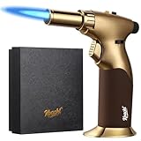 KOACKL Dual Flame Butane Torch Lighter, Refillable Kitchen Torch, Adjustable Flame with Ignition Lock Mini Blow Torch for Cooking, Creme Brulee, Soldering, Welding (Butane Gas Not Included)