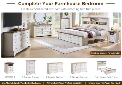 Image of Farmhouse Nightstand with Charging Station 18 inchWood End Table w /Roman Column