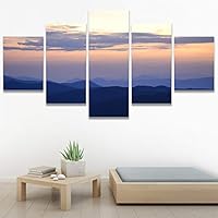 SIGNWIN 5 Panel Canvas Wall Art Sunset in The Mountains for Home Decorations Ready to Hang - 60