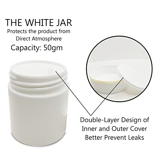 Image of Zenvista Empty White Color Cosmetic Jars with White Cap and Golden Streak: 50gm [ZMJ15][Pack of 5 ]