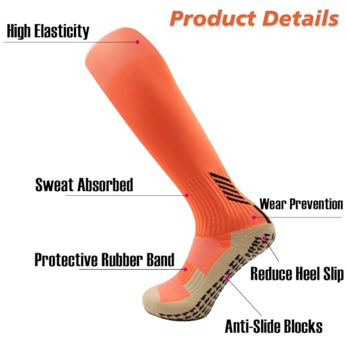 Toddlers Socks for Age 3-5 Anti Slip Sock Kids Boys Girls Knee High Long Socks Non-Slip Sports Socks with Grip4