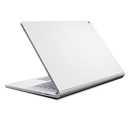Image of MightySkins Carbon Fiber Skin for Microsoft Surface Book 2 13 inch (2017) - Solid White,Protective, Durable Textured Carbon Fiber Finish,Easy to Apply, Remove, and Change Styles,