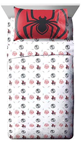 Image of Marvel Miles Morales Full Size Comforter Set 7 Piece Kids Bedding, Gray