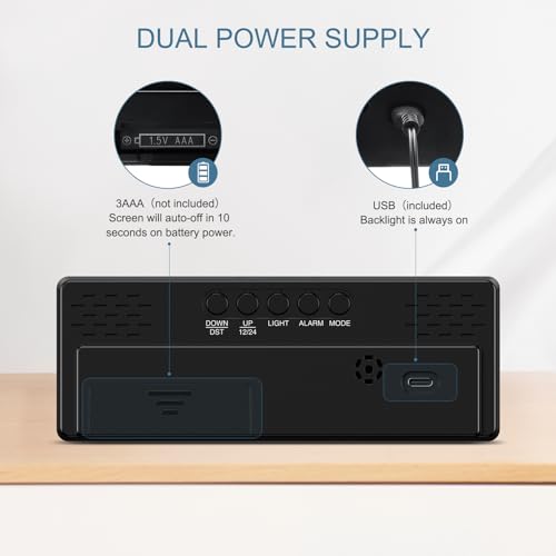 Ankilo Smartes LED-Digitalwecker mit Auto-Helligkeit & EU-Sommerzeit – Großbildleinwand LED-Wecker Perfekter Schlafpartner für Zuhause, Büro und Reise