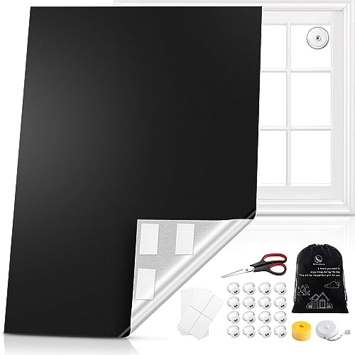 Mishukaze Tenda Oscurante da Interno 300cm*145cm con 16 Ventose e 20 Adesivi in Nano PU, Tende Oscuranti per Finestre su Misura per Camera da Letto, Mansarda, Auto, Viaggi